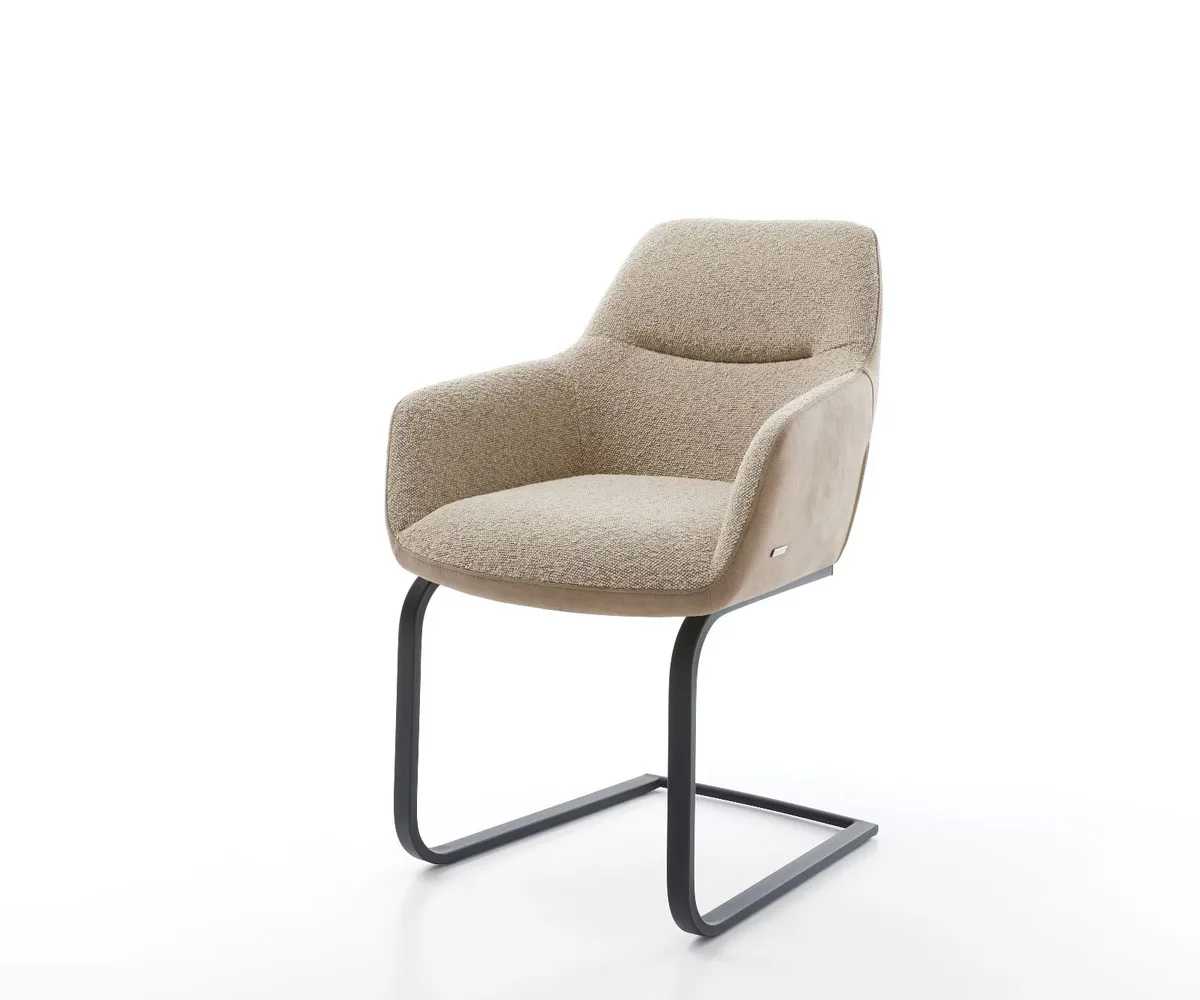 Pejo-Flex Sledemodel Stoel met Pocketveer Kern in Zwart en Beige met Microfibre en Boucle Stoffering de DELIFE – photo du produit