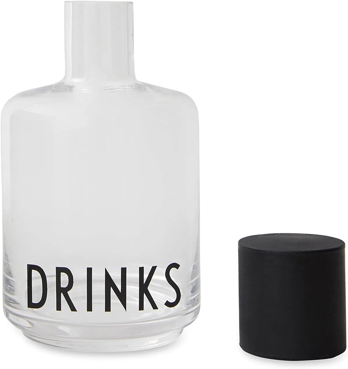 Glazen Karaf met Deksel - 500ml - Stijlvol & Uniek Design de Design Letters en Transparent, Noir – photo du produit