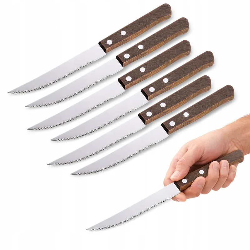 6-delige set steakmessen met houten handvat, roestvrij staal by Dille & Kamille – product photo
