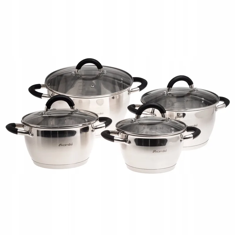 8-delige RVS Pannenset - Geschikt voor Inductie by Dille & Kamille in Silver – product photo