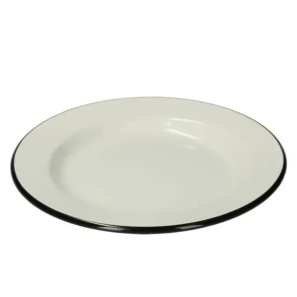 Bord, emaille, zwart/wit, Ø 26 cm by Dille & Kamille – product photo
