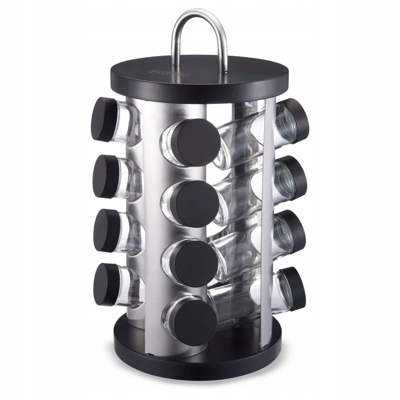 Draaiende Kruidenrek met 16 Glazen Potjes - Kamille by Dille & Kamille in Black – product photo