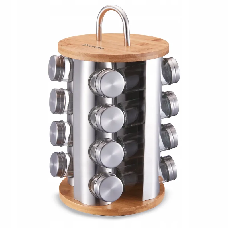 Draaiende Kruidenrek met 16 Glazen Potjes - Keuken Organizer by Dille & Kamille in Beige – product photo