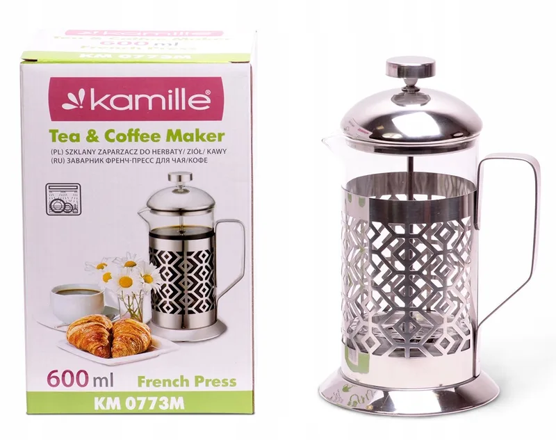 Glazen Koffie & Theemaker 600ml Met Filter - Kamille van Dille & Kamille in Transparant – productfoto