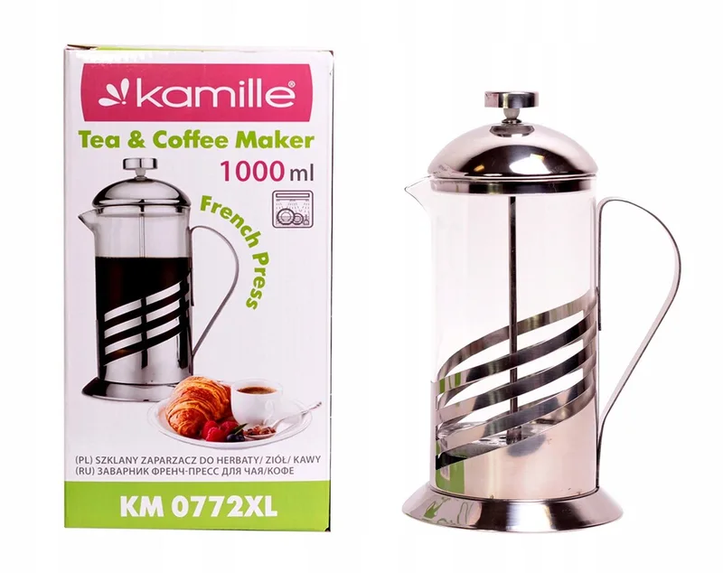 Glazen Koffie & Theepot 1000 ml met Filter - Kamille van Dille & Kamille in Transparant – productfoto
