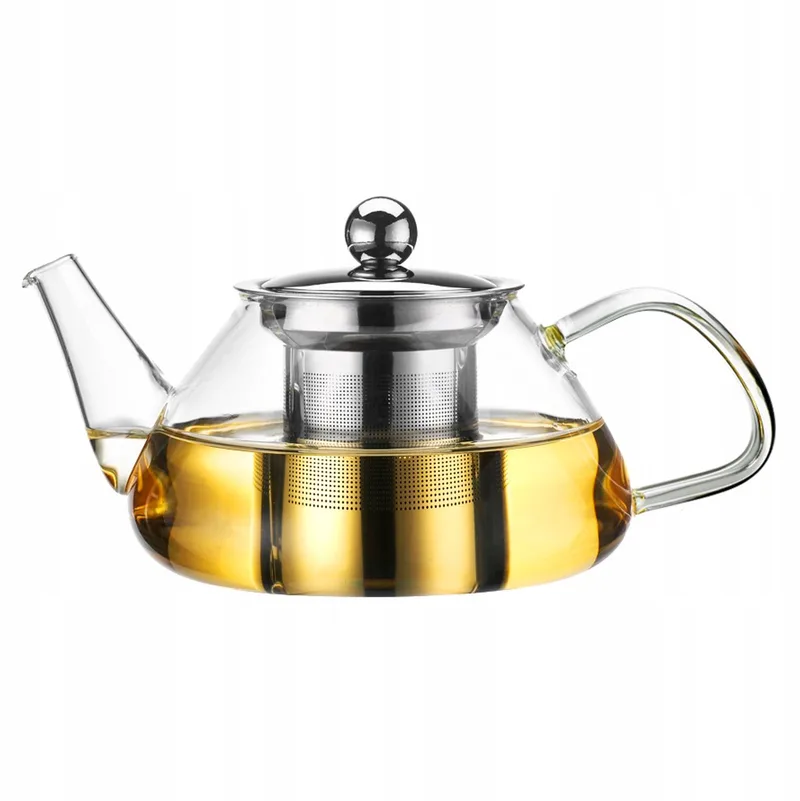 Glazen Theepot met Infuser 1000ml - Hittebestendig Glas & RVS by Dille & Kamille in Transparent – product photo