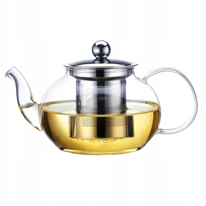 Glazen Theepot met Zetgroep - 1200ml - Hittebestendig Glas & RVS by Dille & Kamille in Transparent – product photo