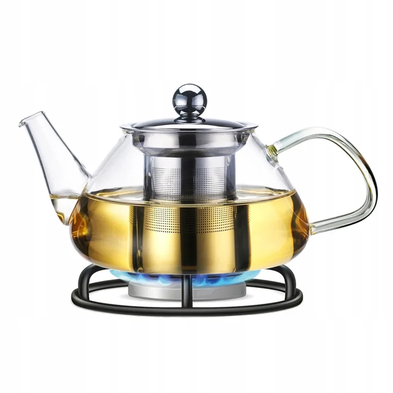 Glazen Theepot met Zetgroep - 700ml - Hittebestendig Glas & RVS by Dille & Kamille in Transparent – product photo