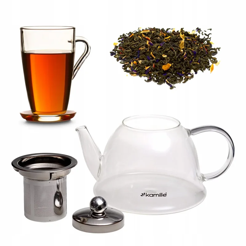 Glazen Theepot met Zetgroep - 800ml - Kamille by Dille & Kamille in Transparent – product photo