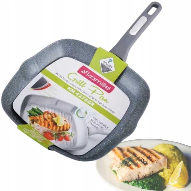 Grillpan met Granieten Coating - 28x28 cm - Geschikt voor Inductie by Dille & Kamille in Grey – product photo
