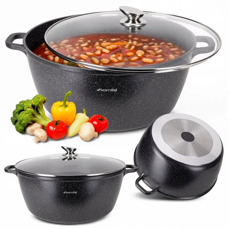 Grote Aluminium Pan 18.5L met Marmite Coating & Deksel - Inductie by Dille & Kamille in Black – product photo