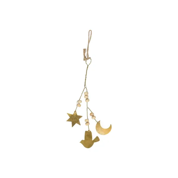 Hanger, brass, vogel, maan, ster, 15 cm