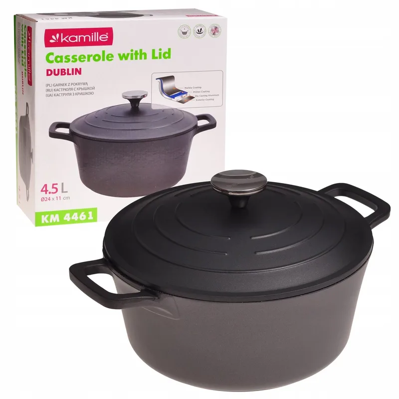 Kamille Aluminium Braadpan met Marmenlaag, 4.5L, - Geschikt voor Inductie van Dille & Kamille in Zwart – productfoto