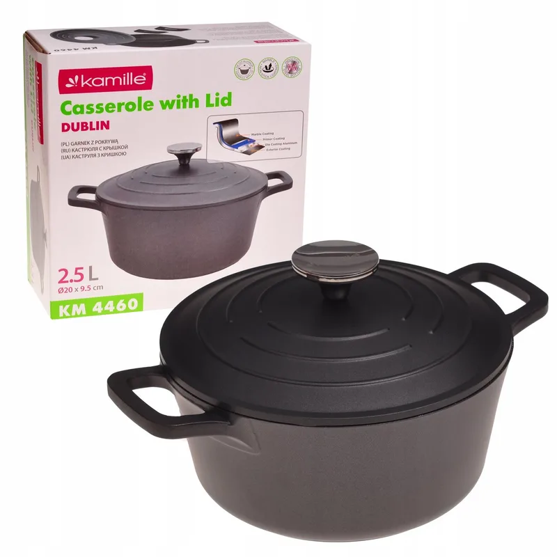 Kamille Aluminium Braadpan met Marmere Coating - 2.5L - Inductie Geschikt by Dille & Kamille in Black – product photo