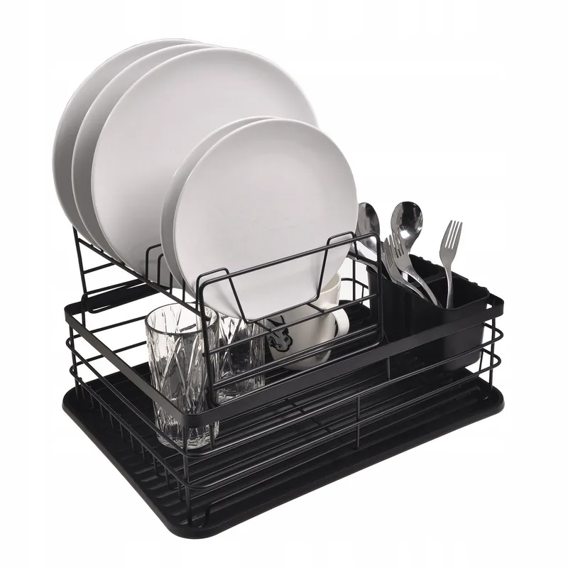 Kamille Aluminium Druiprek met Bestekhouder en Lekbak by Dille & Kamille in Black – product photo