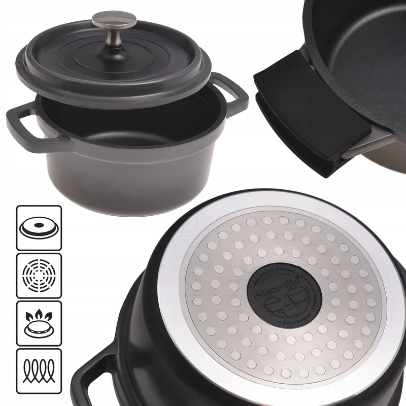Kamille Aluminium Pan met Deksel - 1.5L - Geschikt voor Inductie van Dille & Kamille in Grijs – productfoto