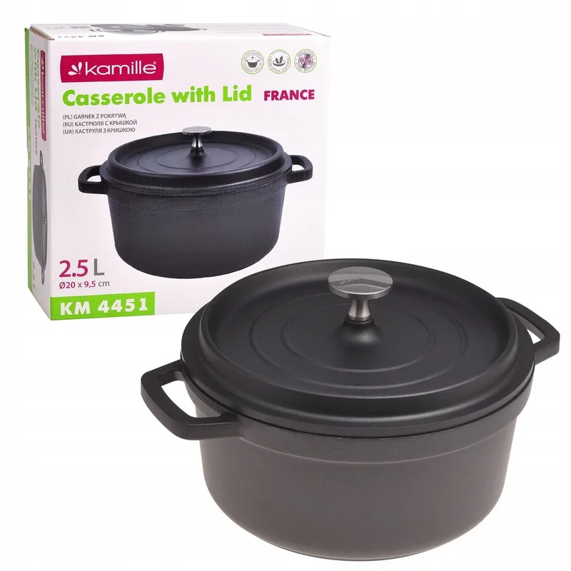 Kamille Aluminium Pan met Deksel - 2.5L - Inductie Geschikt by Dille & Kamille in Black – product photo