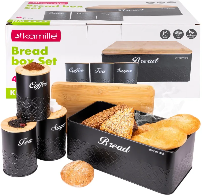 Kamille Chlebak Set van 3 Bakjes Bamboe - Vers Brood by Dille & Kamille in Black – product photo
