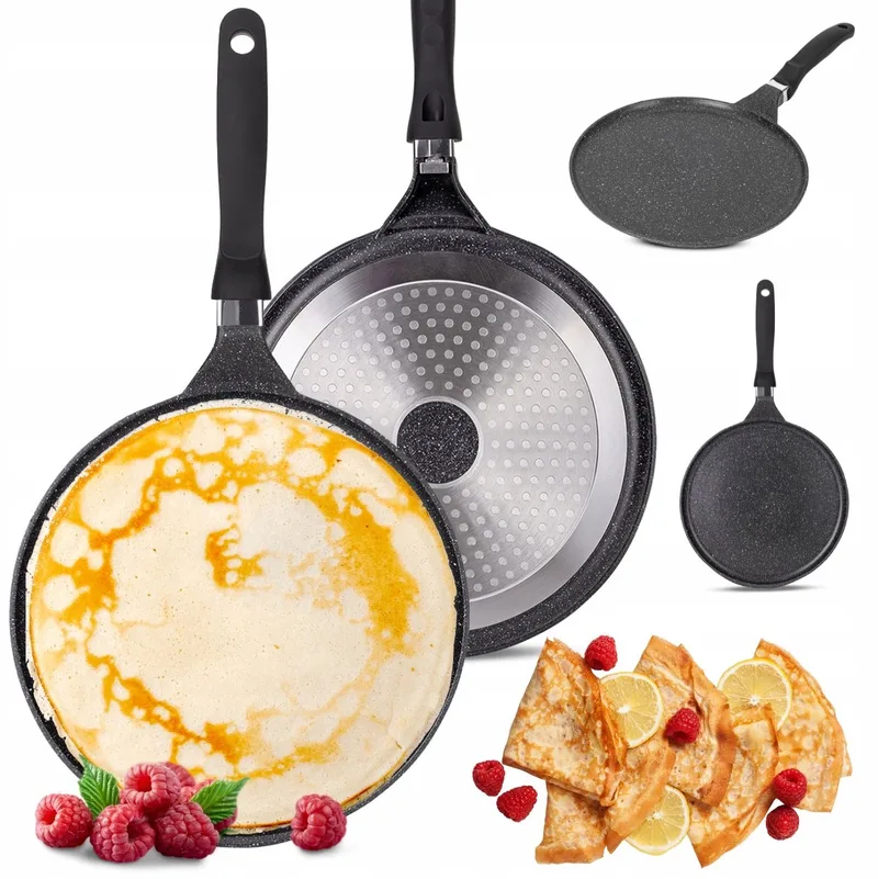 Kamille Crêpepan 28cm - Antikroes, Marmer, Inductie van Dille & Kamille in Zwart – productfoto
