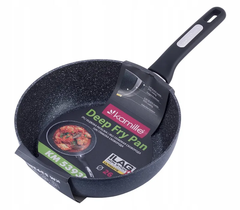 Kamille Diepe Marmite Pan 26 cm - Inductie & Marmere Coating by Dille & Kamille in Black – product photo