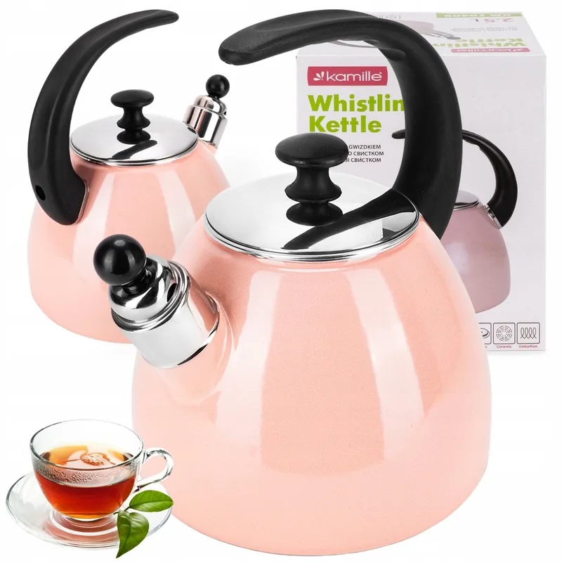 Kamille Emaille Ketel 2,5L - Gas & Inductie de Dille & Kamille en Rose – photo du produit