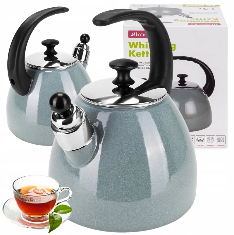 Kamille Emaille Waterkoker 2,5L - Gas & Inductie van Dille & Kamille in Groen – productfoto