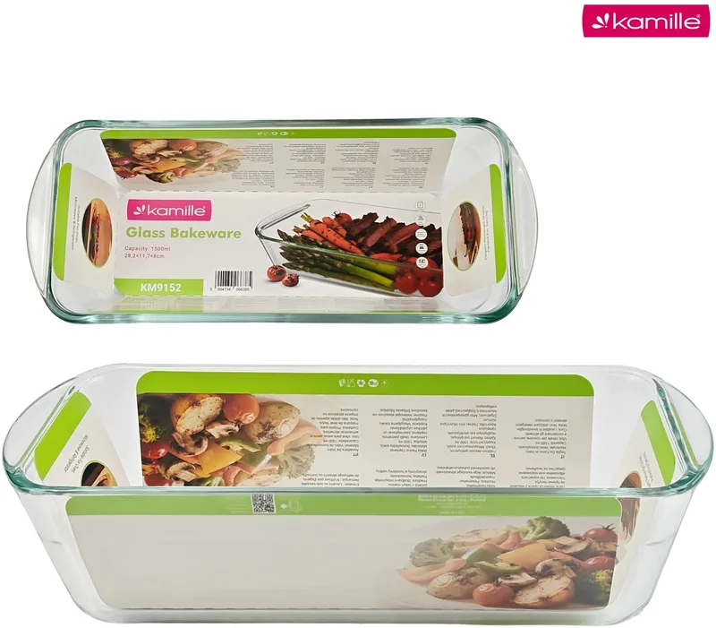Kamille Glazen Ovenschaal Broodvorm Cakevorm 1.5L by Dille & Kamille in Transparent – product photo