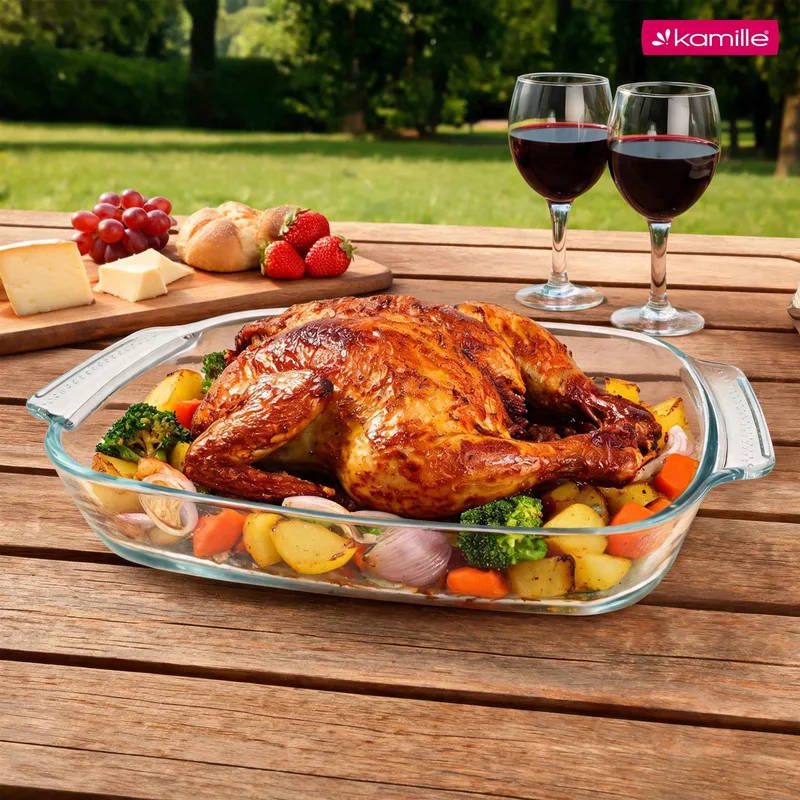 Kamille Glazen Ovenschaal Rechthoekig 2.7L - Perfect voor Ovenschotels by Dille & Kamille in Transparent – product photo