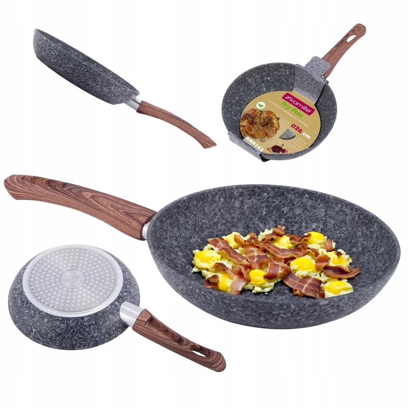 Kamille Granieten Koekenpan 26cm - Anti-aanbak, Inductie från Dille & Kamille i Graniet – produktbild