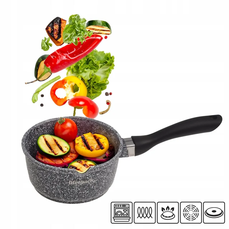 Kamille Granit Kookpan met Deksel - 1.35L - Inductie Geschikt van Dille & Kamille in Grijs – productfoto
