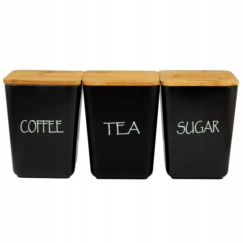 Kamille Keukenset: Koffie-, Thee- & Suikeropslag (3 stuks) van Dille & Kamille in Zwart – productfoto
