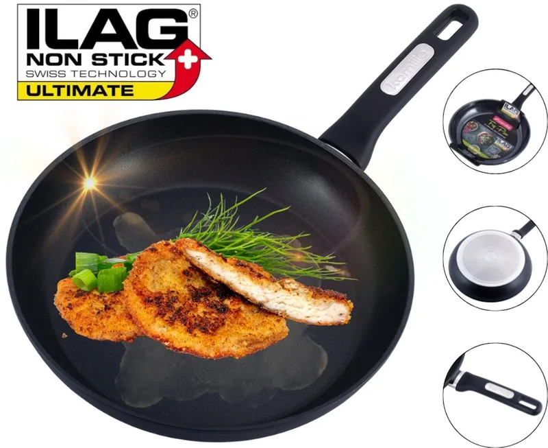 Kamille Koekenpan 28cm met ILAG Non-Stick Coating - Geschikt voor Inductie by Dille & Kamille in Black – product photo