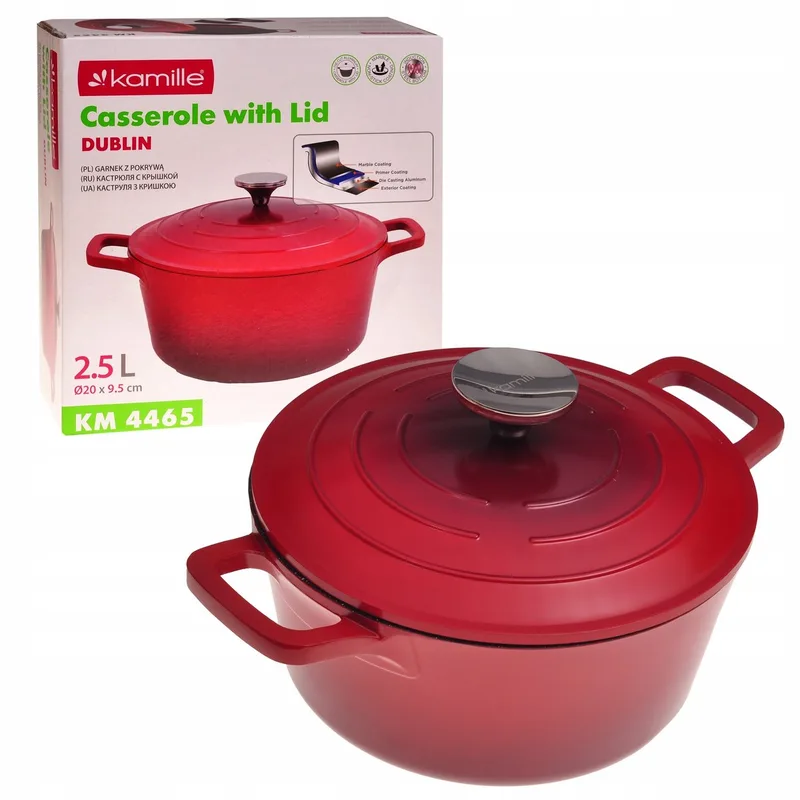 Kamille Marmite Aluminium met Deksel - 2.5L - Geschikt voor Inductie van Dille & Kamille in Rood – productfoto