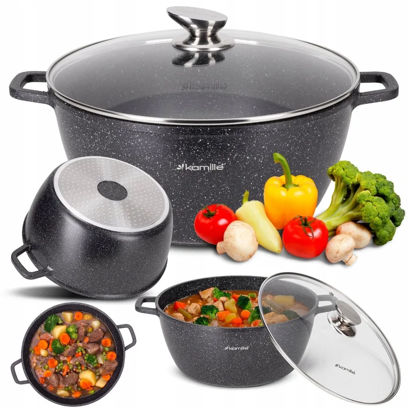 Kamille Marmite Pot 8L met Deksel - Geschikt voor Inductie från Dille & Kamille i Svart – produktbild