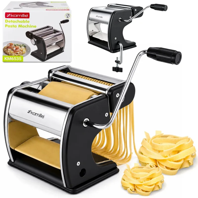 Kamille Pastamaker & Deegroller 2-in-1 - Roestvrij Staal by Dille & Kamille in Silver, Black – product photo
