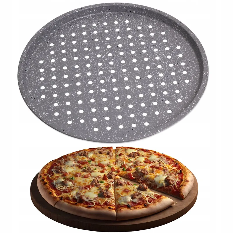 Kamille Pizzavorm 33cm - Antiaanbaklaag by Dille & Kamille in Marmerlook – product photo