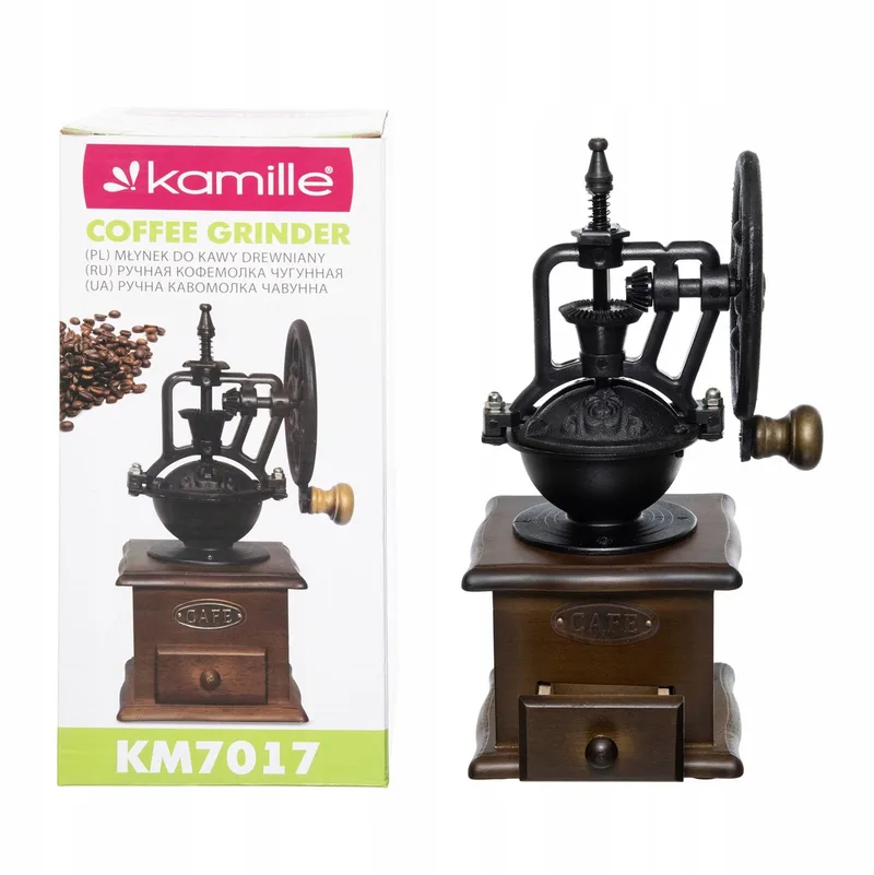 Kamille Retro handmatige Koffie- en Kruidenmolen - Hout & Keramiek van Dille & Kamille in Bruin – productfoto