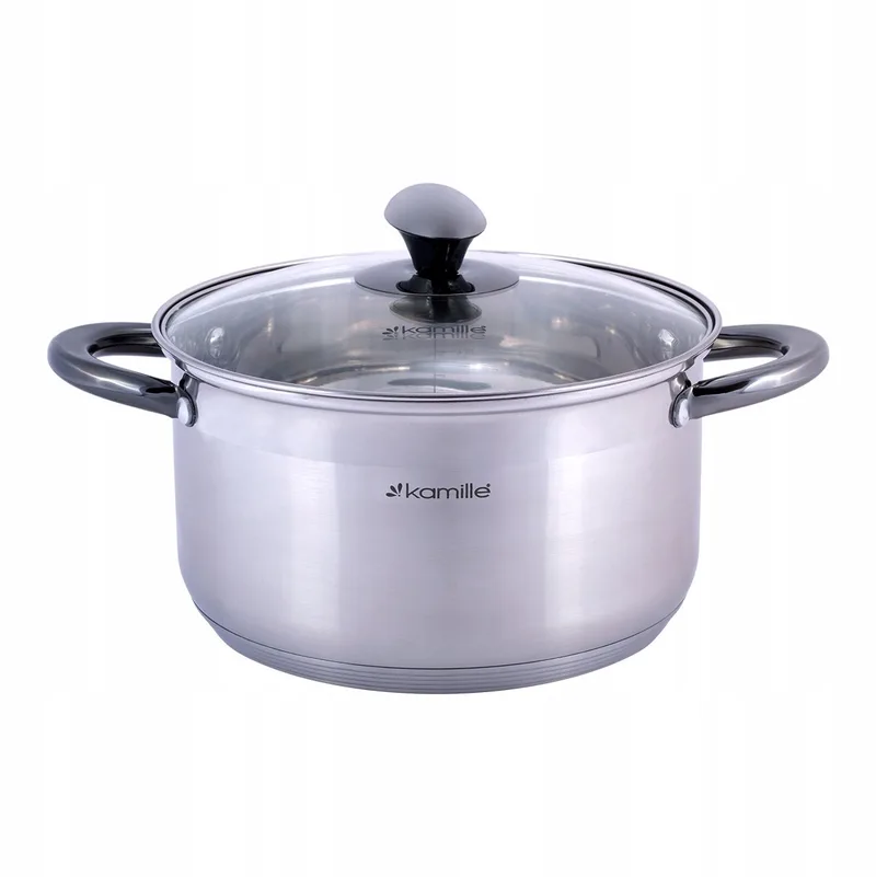 Kamille RVS Pan 4.5L met Glazen Deksel - Geschikt voor Inductie från Dille & Kamille i Silver – produktbild