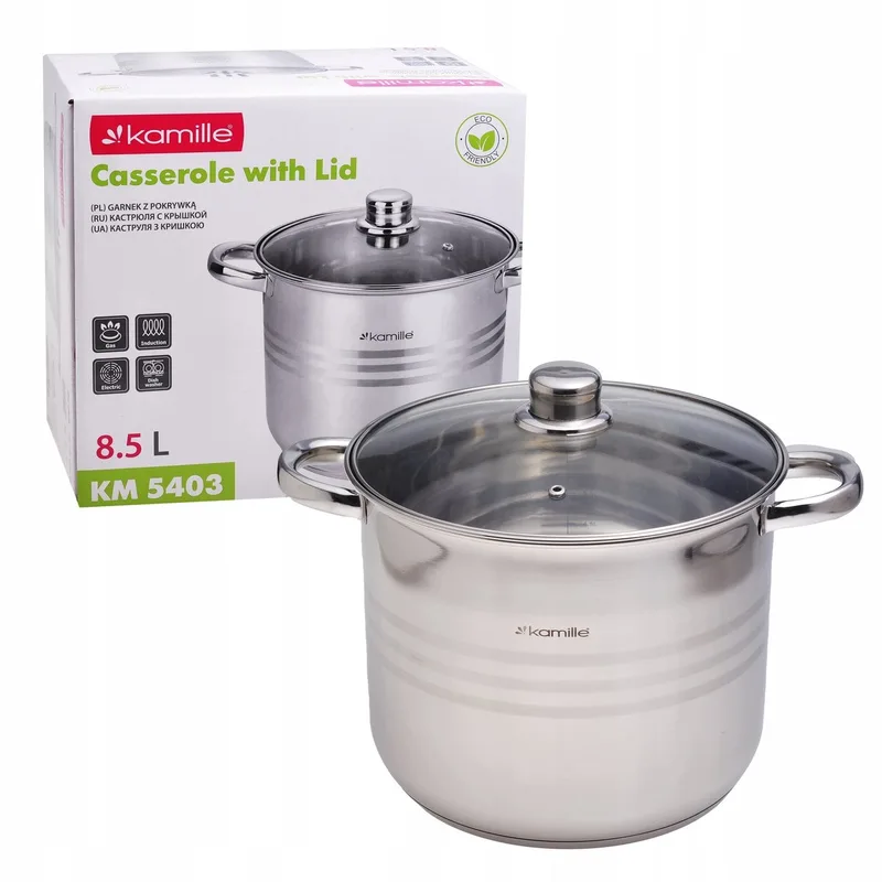 Kamille RVS Pan 8.5L met Deksel - Geschikt voor Inductie von Dille & Kamille in Silber – Produktfoto