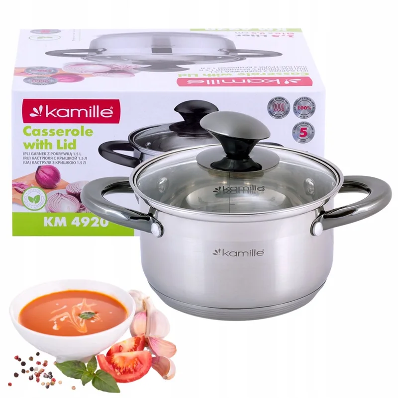 Kamille RVS Pan met Deksel 1.5L - Geschikt voor Inductie von Dille & Kamille in Silber – Produktfoto