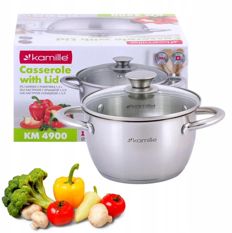 Kamille RVS Pan met Deksel - 1.5L - Geschikt voor Inductie från Dille & Kamille i Silver – produktbild