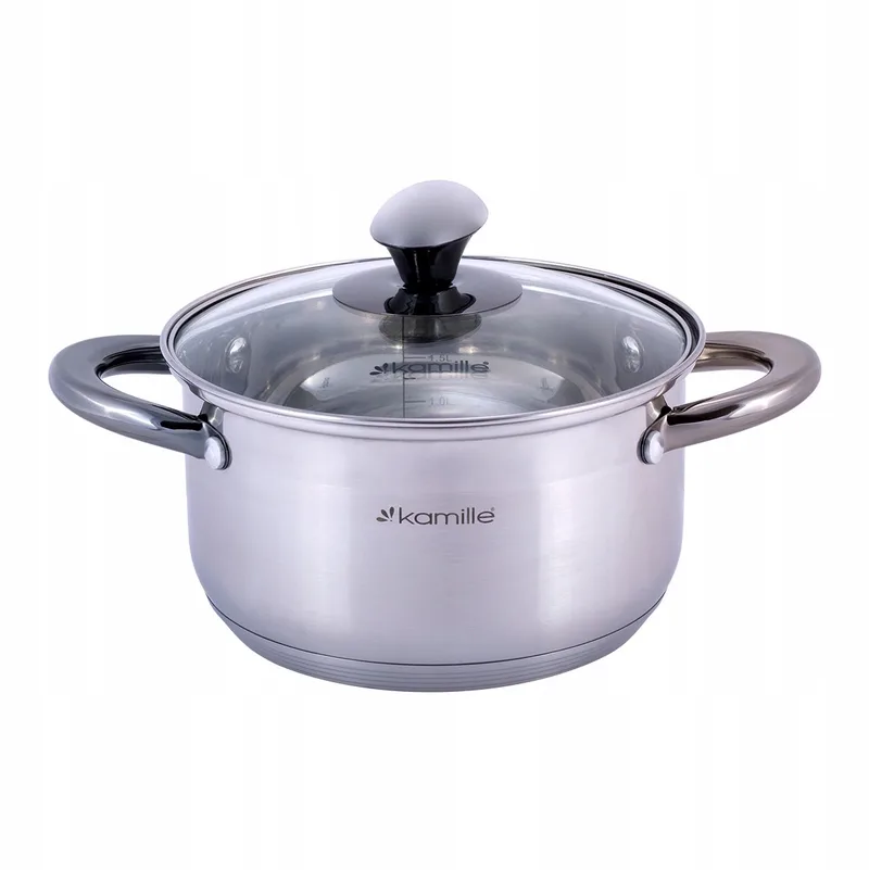 Kamille RVS Pan met Deksel 2L - Geschikt voor Inductie by Dille & Kamille in Silver – product photo