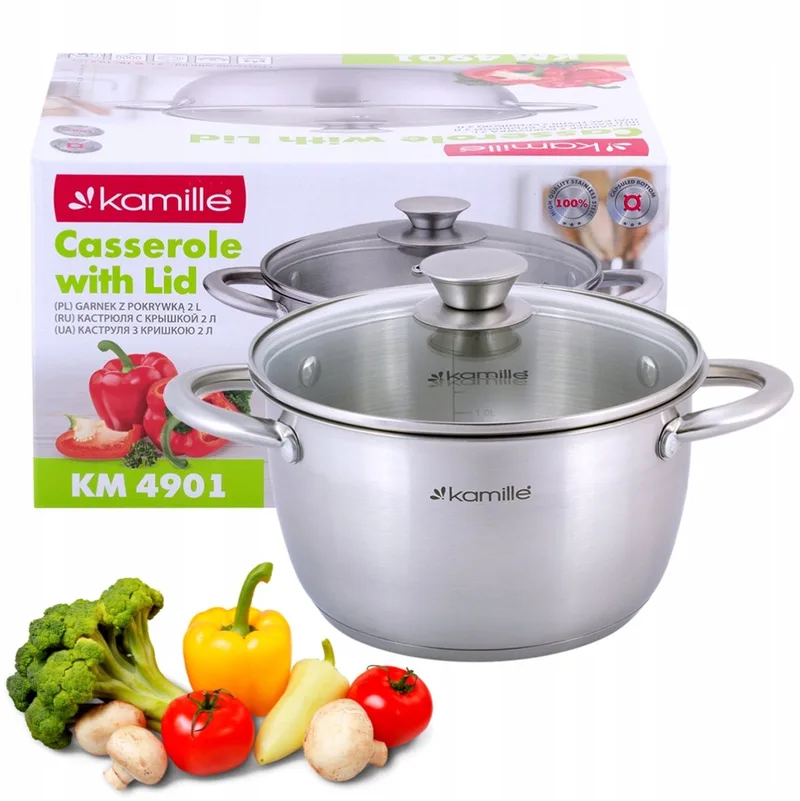 Kamille RVS Pan met Deksel - 2L - Inductie Geschikt von Dille & Kamille in Silber – Produktfoto