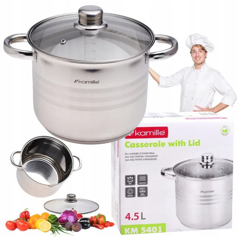 Kamille RVS Pan met Deksel 4.5L - Geschikt voor Inductie från Dille & Kamille i Silver – produktbild
