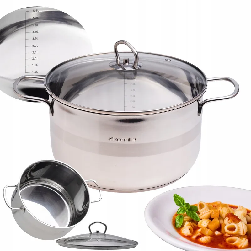 Kamille RVS Pan met Deksel 5.5L - Geschikt voor Inductie by Dille & Kamille in Silver – product photo