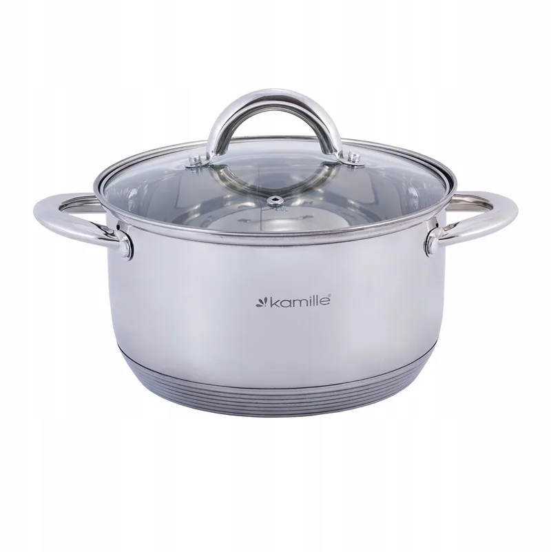 Kamille RVS Pan met Glazen Deksel - 3,4L - Inductie & Gas by Dille & Kamille in Silver – product photo