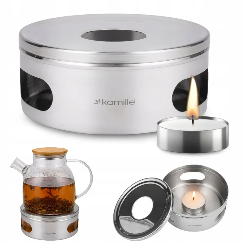 Kamille RVS Theepot Warmer met Waxinelichtje Houder från Dille & Kamille i Silver – produktbild
