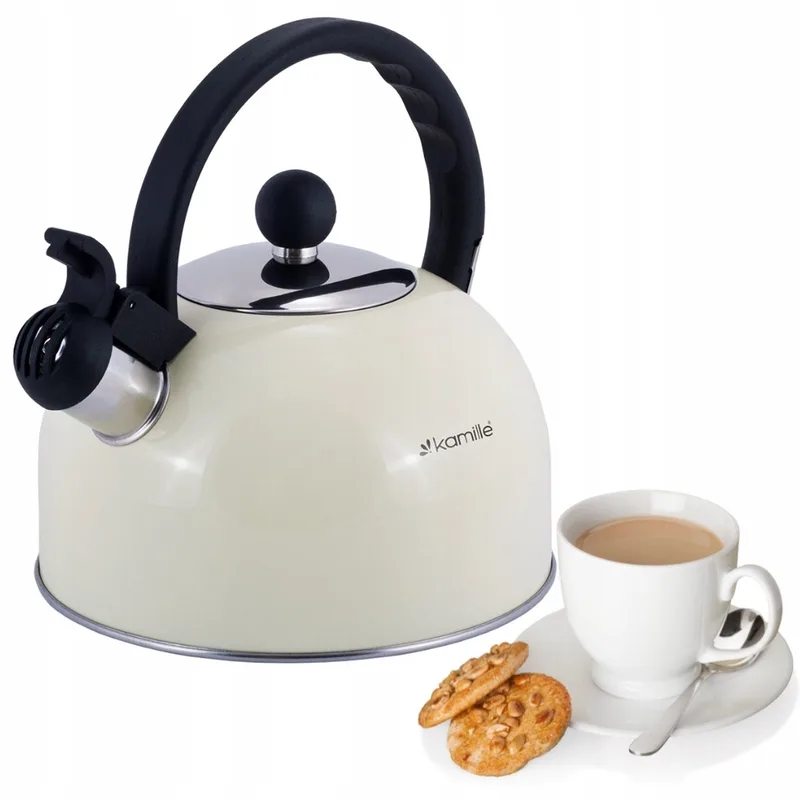 Kamille RVS Waterkoker met Fluitje - 2,5L - Geschikt voor Inductie by Dille & Kamille in Beige – product photo