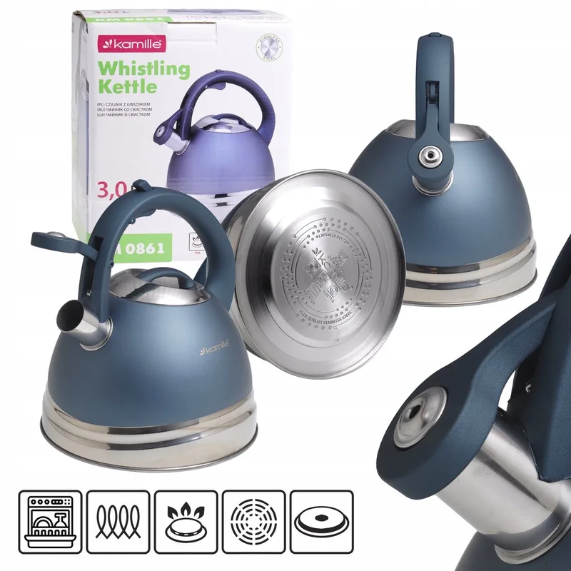 Kamille RVS Waterkoker met Fluitje - 3L - Geschikt voor Inductie by Dille & Kamille in Grey – product photo
