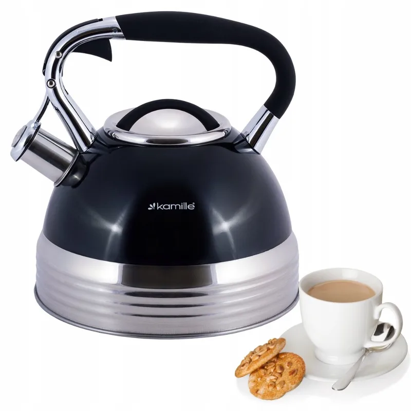 Kamille Stalen Waterkoker 2,7L met Fluitje de Dille & Kamille en Noir – photo du produit